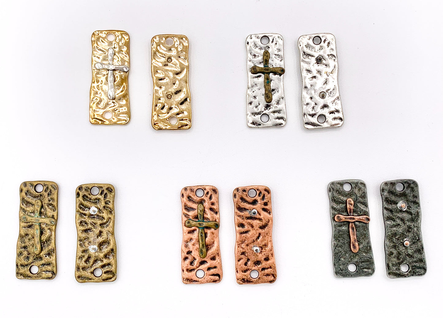 15x37mm Pewter Cross Rectangular Pendants in Gold, Silver, Bronze, Copper, Gunmetal