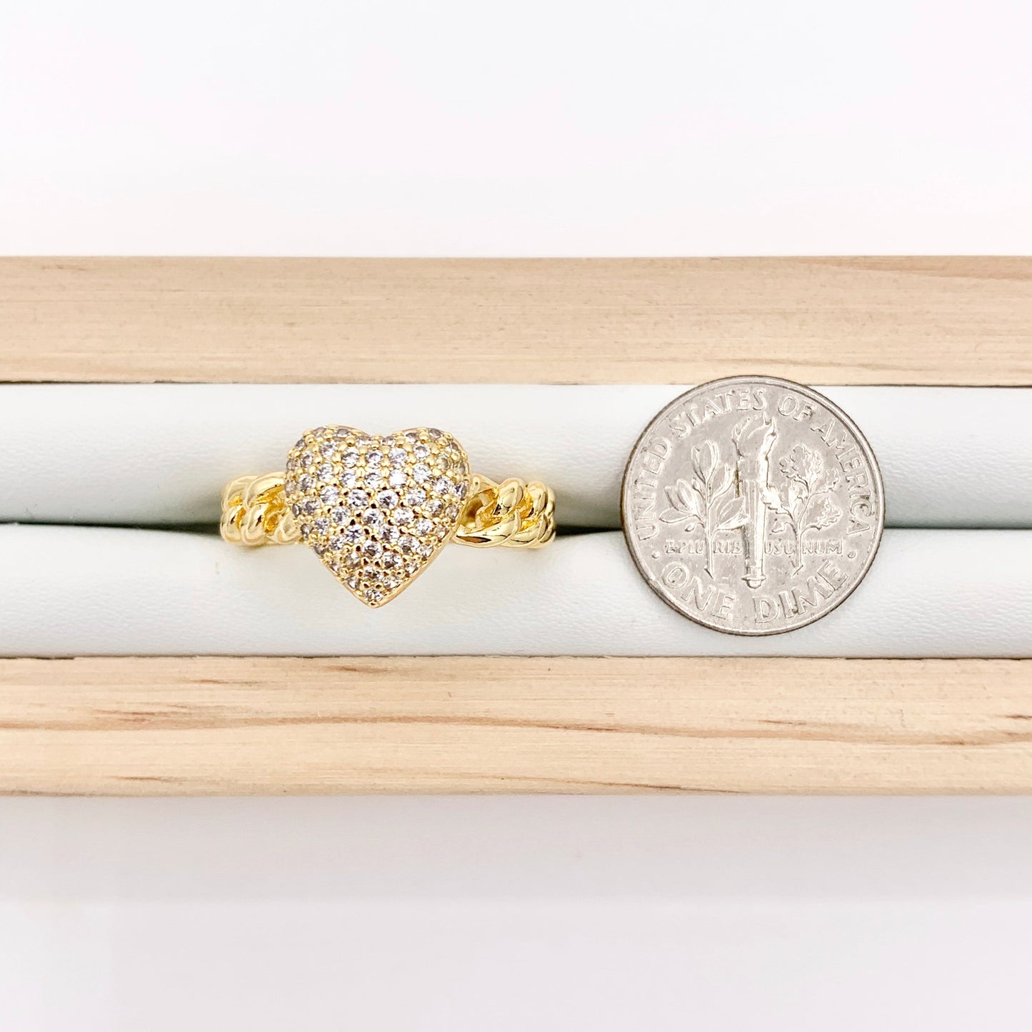 Statement CZ Cubic Zirconia Puffy Heart Rings in 18K Gold Plated Copper 4 PCS