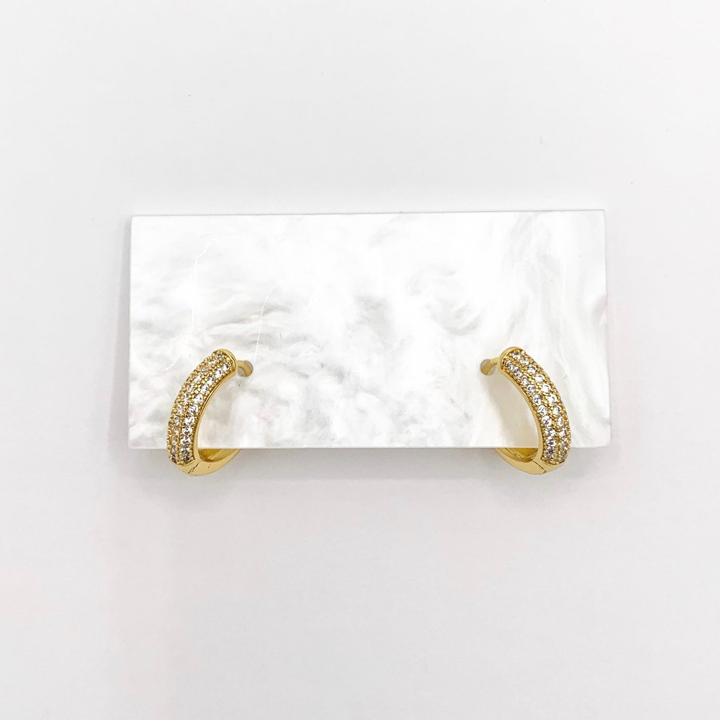 16mm Hoop Huggies Pave Earrings in Real Gold 18K Micro CZ Earring Hoop 5 PAIRS