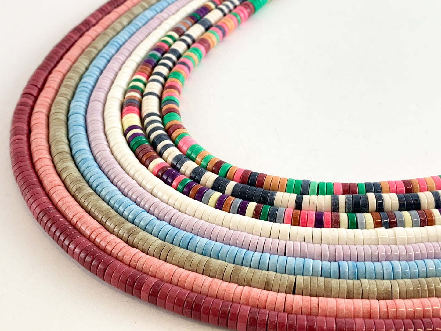 4-5mm Soft Color Agate Heishi Smooth Shiny Beads Around 16"