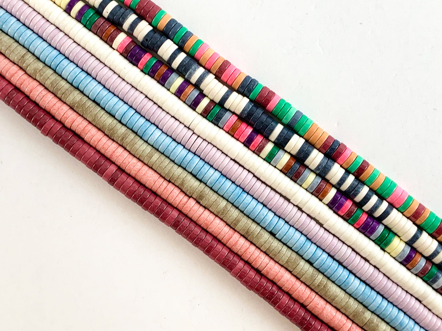 4-5mm Soft Color Agate Heishi Smooth Shiny Beads Around 16"