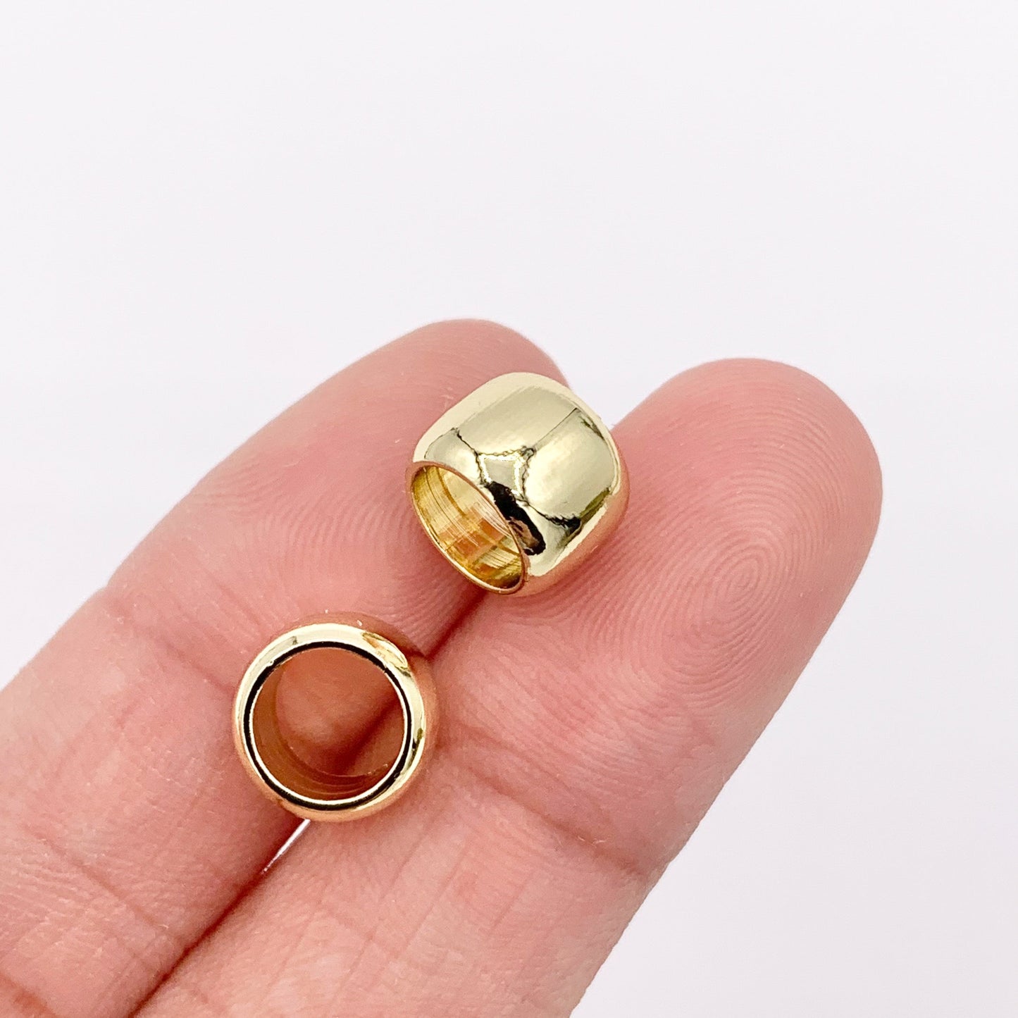 6x9mm Large Hole Barrel Spacer Beads in Real 18K Gold Plated Over Brass | Space Gold Beads For Jewelry Making/Designs 20 PCS