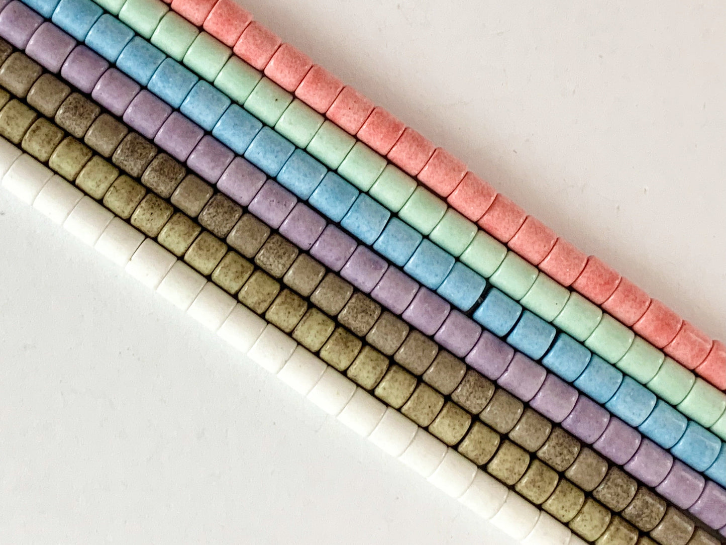 4mm Soft Color Agate Tube Smooth Shiny Beads Around 16"