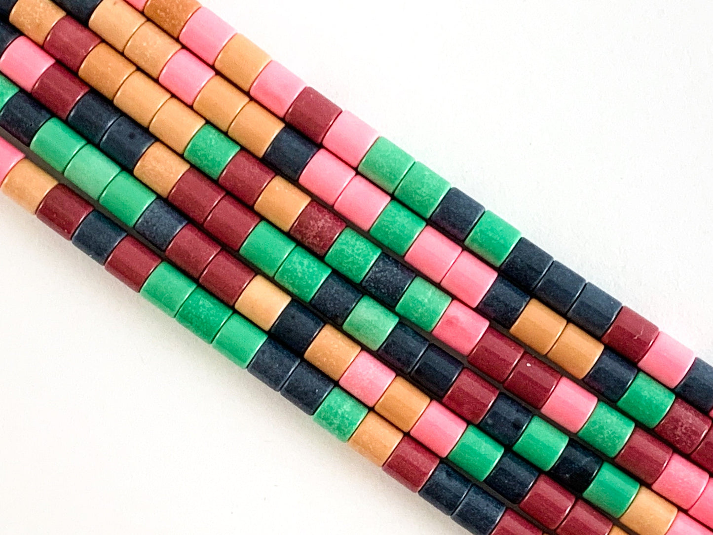 4-5mm Multicolor Agate Tube Smooth Shiny Beads Around 16"