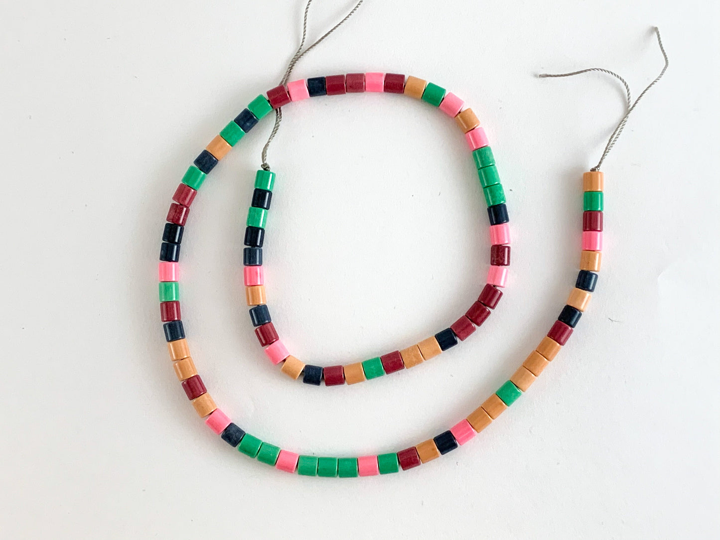 4-5mm Multicolor Agate Tube Smooth Shiny Beads Around 16"
