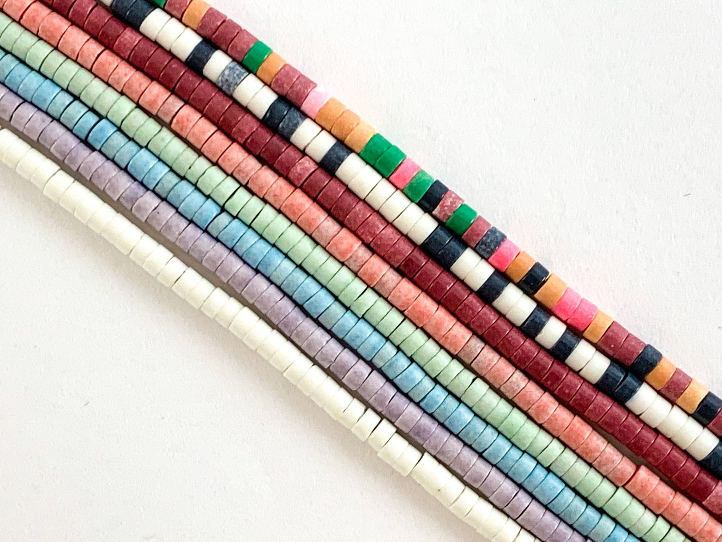 2-3mm Soft Color Agate Heishi Smooth Shiny Beads Around 16"