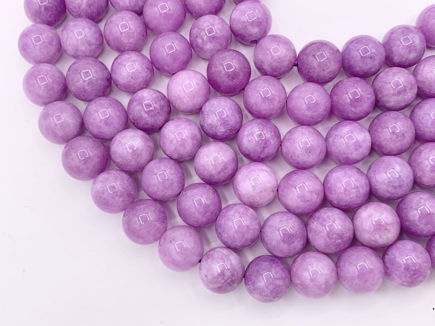 Lilac Purple Dyed Malaysian Jade Round Smooth Shiny Natural Stone Beads Beautiful Purple Color Beads 6mm 8mm 10mm 12mm Around 15"