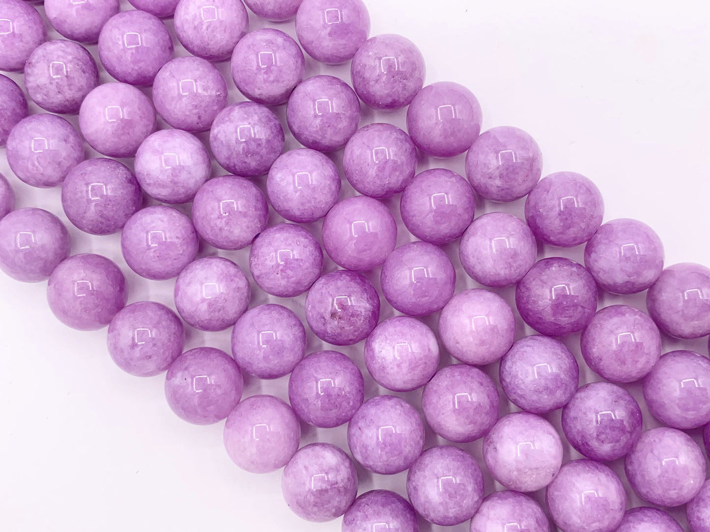 Lilac Purple Dyed Malaysian Jade Round Smooth Shiny Natural Stone Beads Beautiful Purple Color Beads 6mm 8mm 10mm 12mm Around 15"