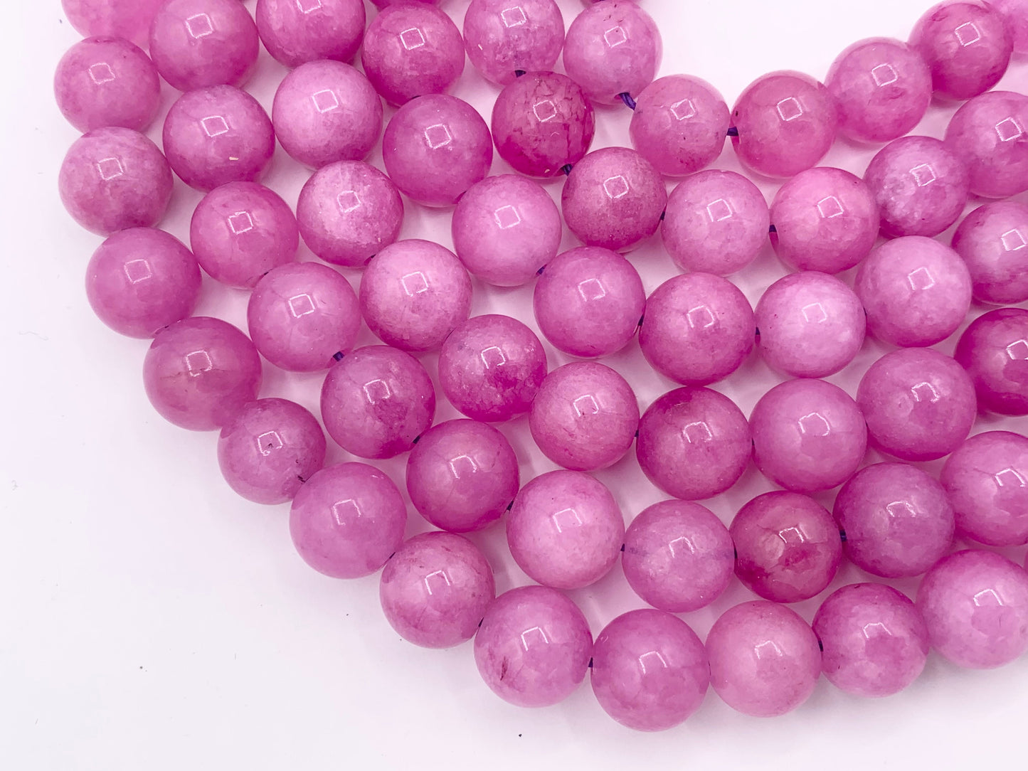 Lilac Pink Dyed Malaysian Jade Round Smooth Shiny Natural Stone Beads Beautiful Purple/Pink Color Beads 6mm 8mm 10mm 12mm Around 15"