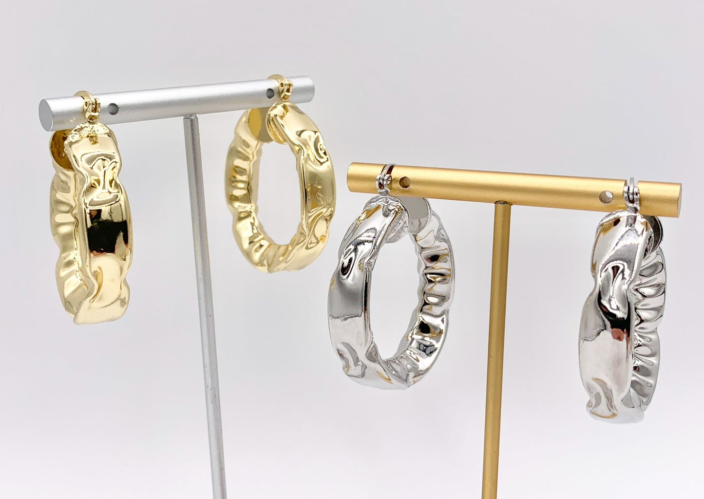Large Chunky Statement Hoops Light Weight Minimalist Earring Latch Back Hoops in 18K Gold or Silver Plated Copper 3 PAIRS