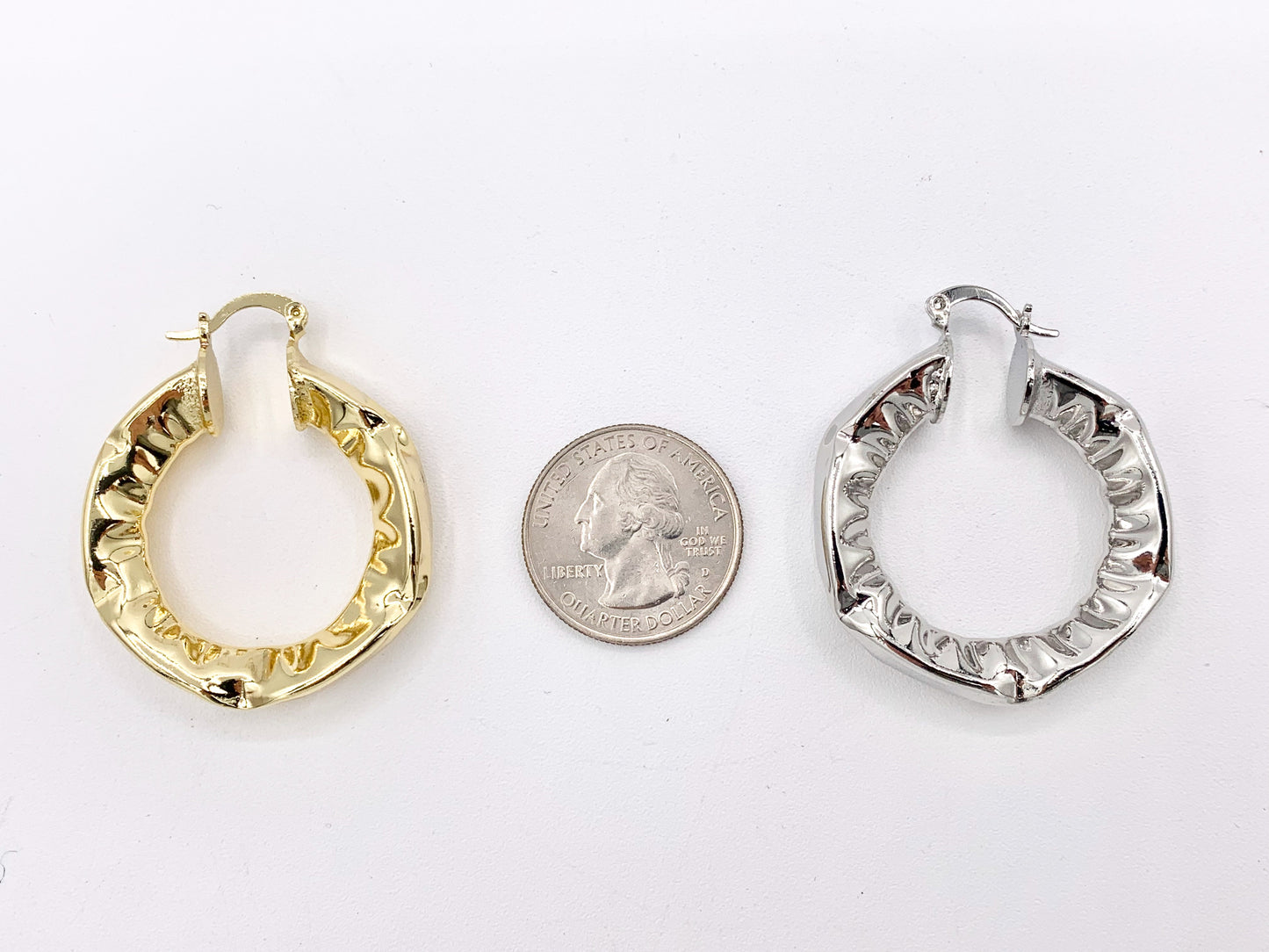 Large Chunky Statement Hoops Light Weight Minimalist Earring Latch Back Hoops in 18K Gold or Silver Plated Copper 3 PAIRS