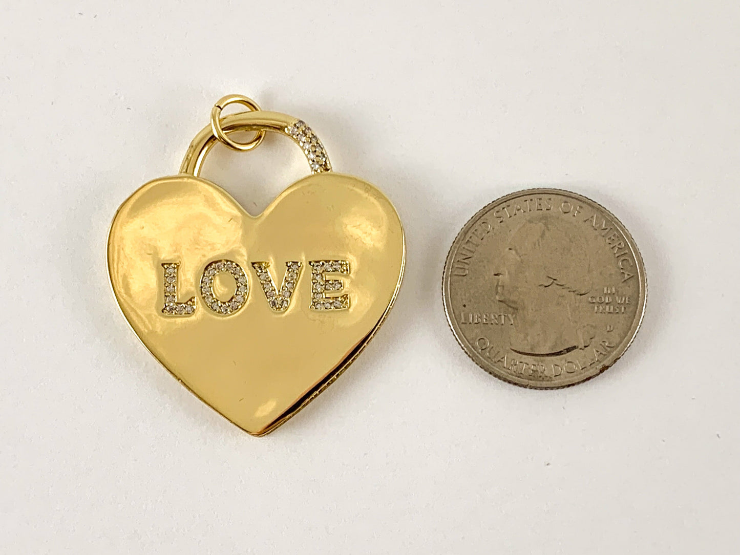 Real Gold 18K/Platinum Plated Micro CZ LOVE Letter Heart Pave Pendant Over Brass 3pc