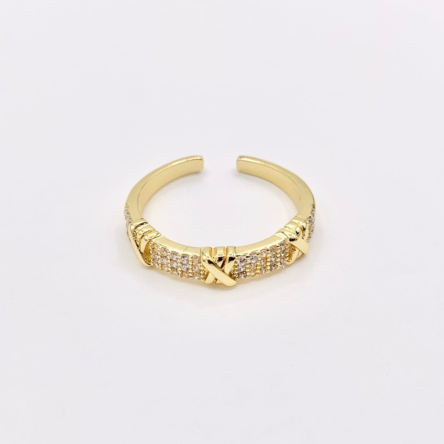 Simple Cubic Zirconia Ring in 18K Gold Plated Adjustable Ring 4 PCS