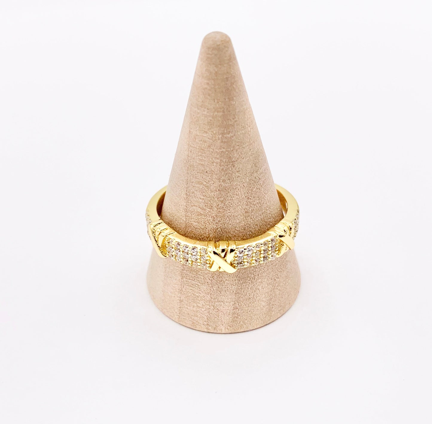 Simple Cubic Zirconia Ring in 18K Gold Plated Adjustable Ring 4 PCS