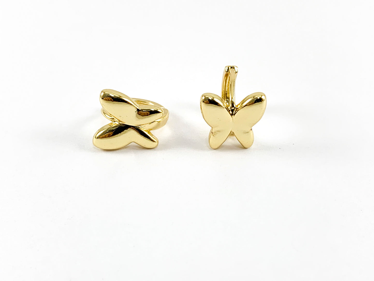Real 18K Gold/Platinum Plated Butterfly Earring Huggies Over Copper 5 PAIRS
