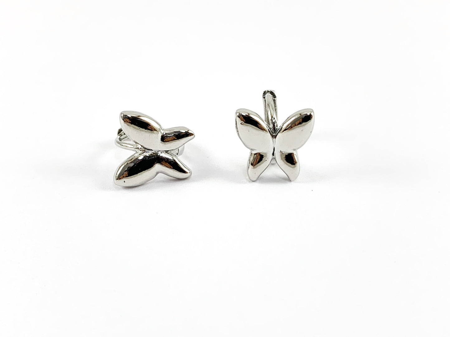 Real 18K Gold/Platinum Plated Butterfly Earring Huggies Over Copper 5 PAIRS
