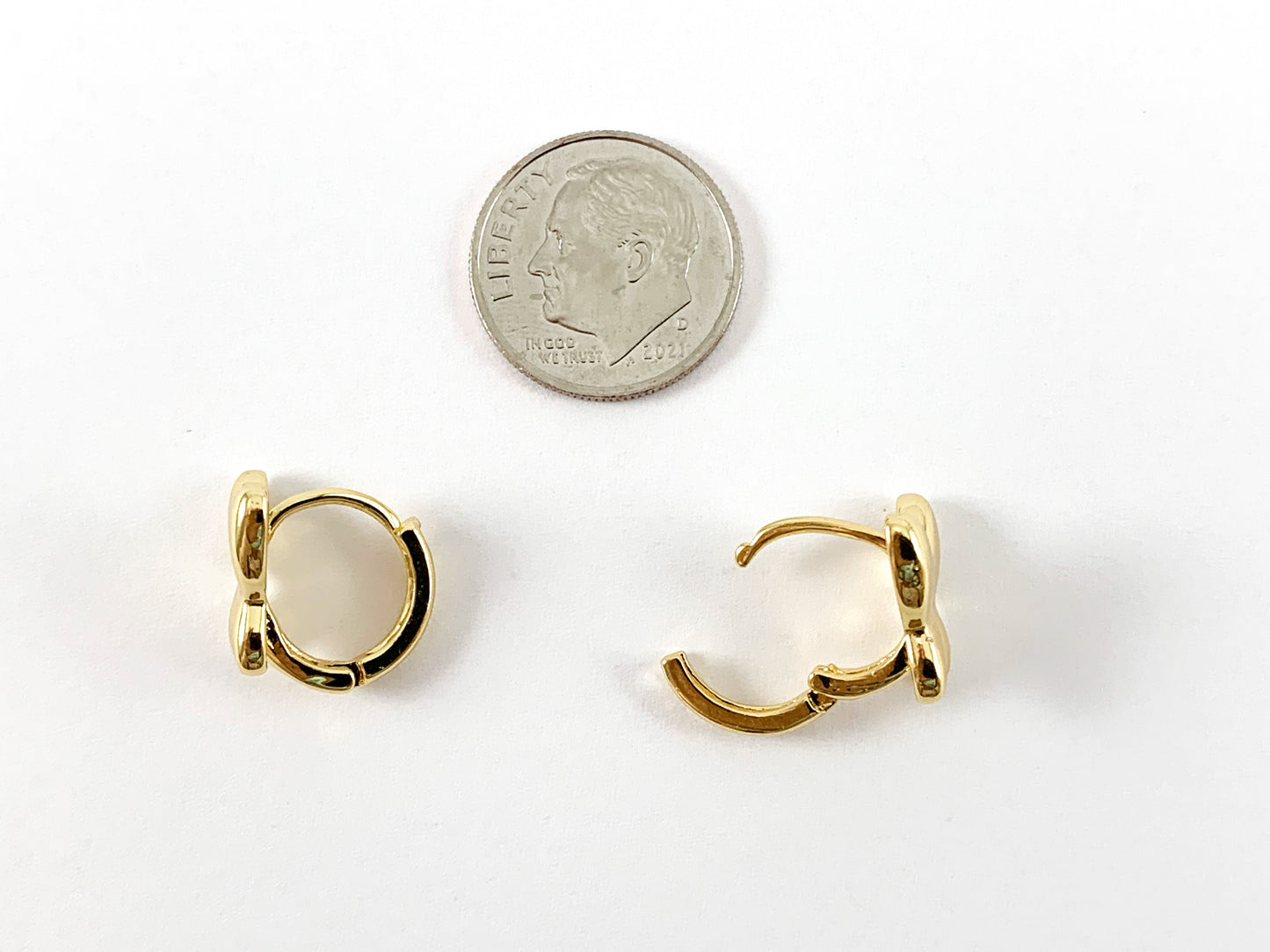 Real 18K Gold/Platinum Plated Butterfly Earring Huggies Over Copper 5 PAIRS