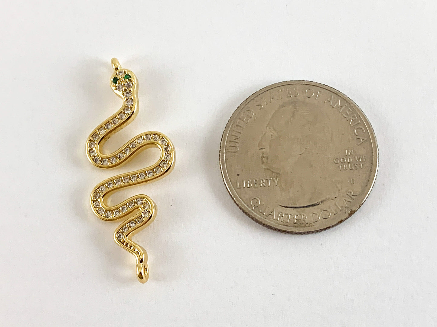 Real Gold 18K Plated Micro CZ Snake Pave Connector Over Brass 5PCS