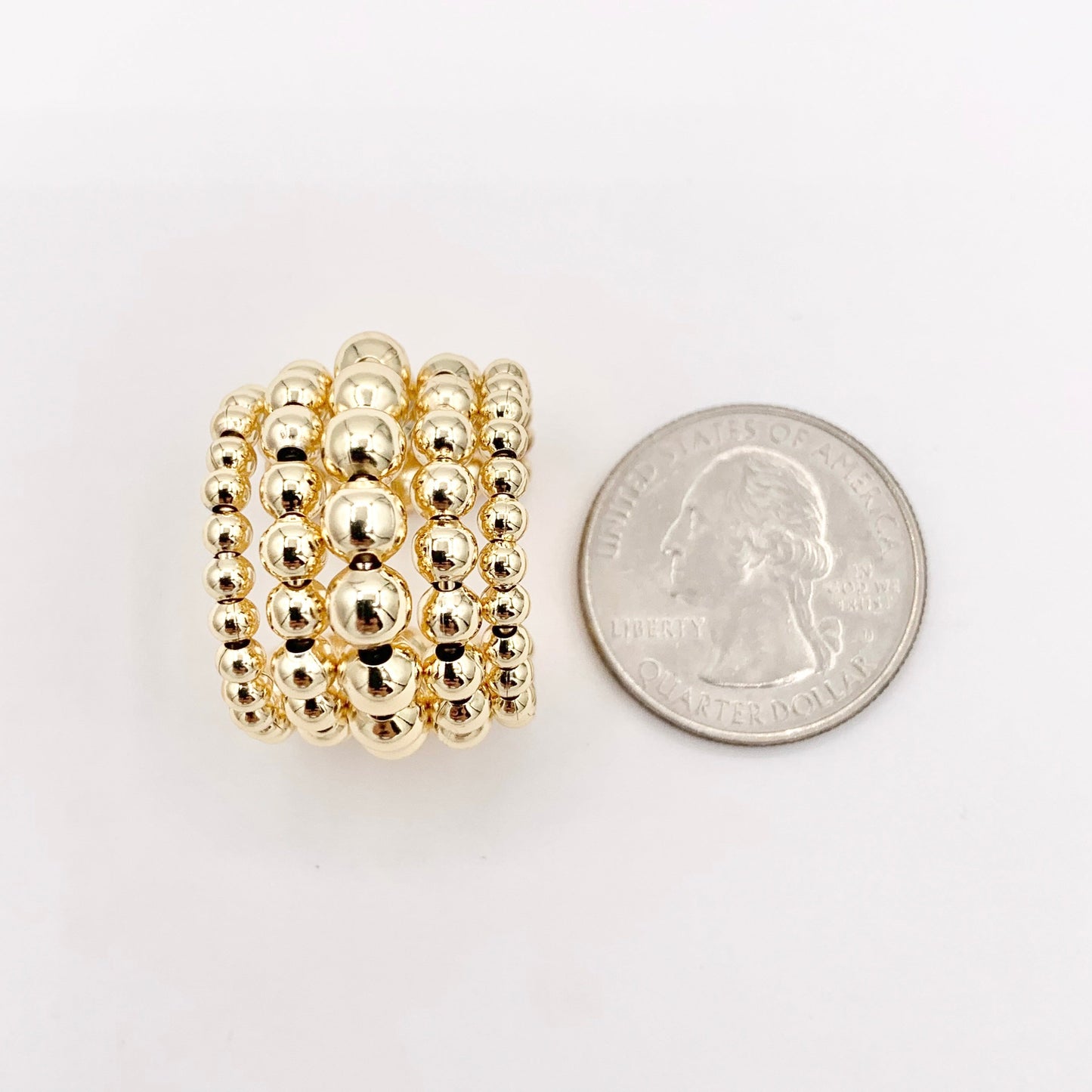 Thick Chunky Gold Beaded Ring in Real Gold 18K Plated Copper  4 PCS