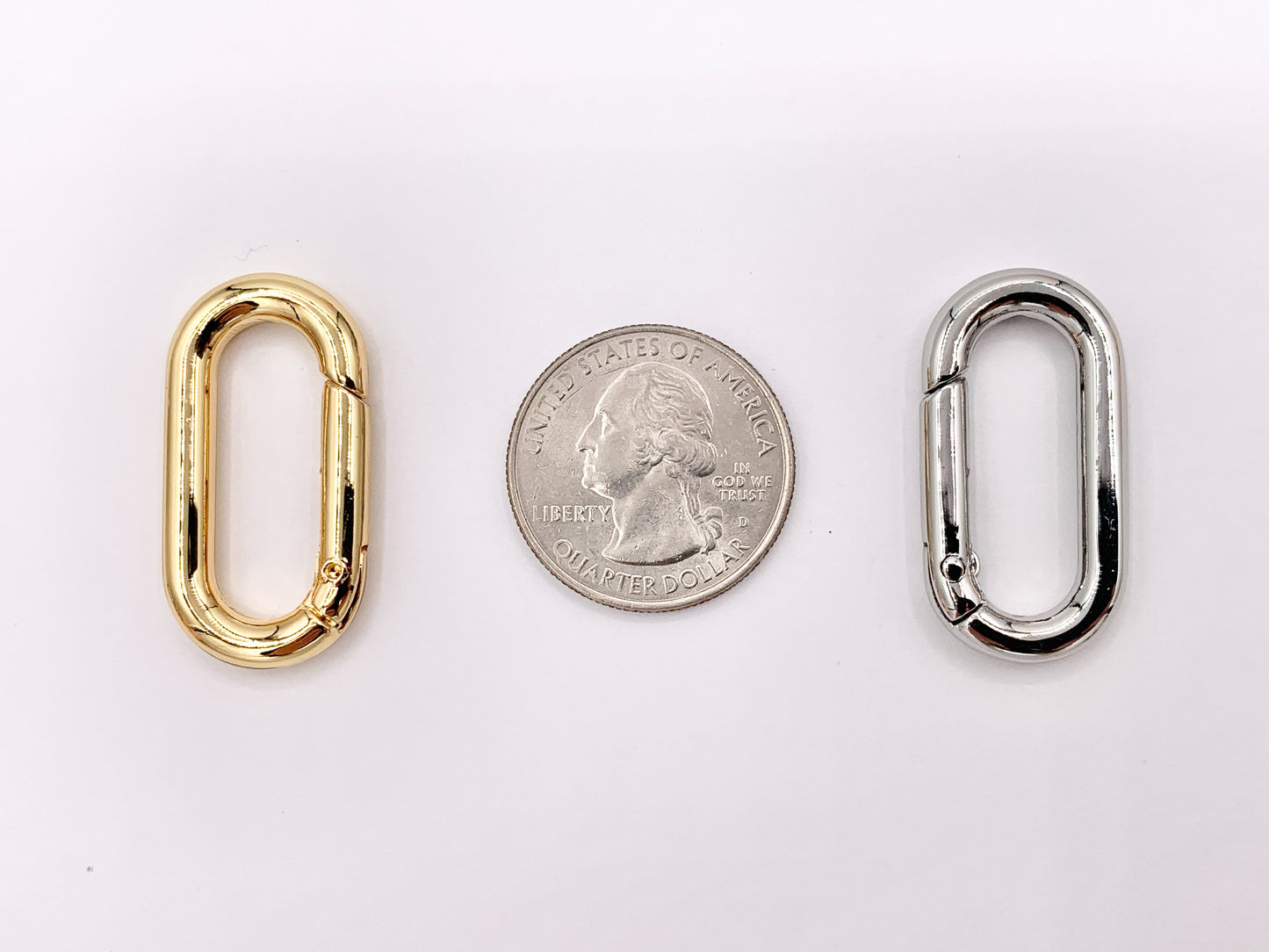 1.25 Inch Cute Plain Oval Key Chain Clasps in 18K Gold/Platinum Plated Copper 6 PCS