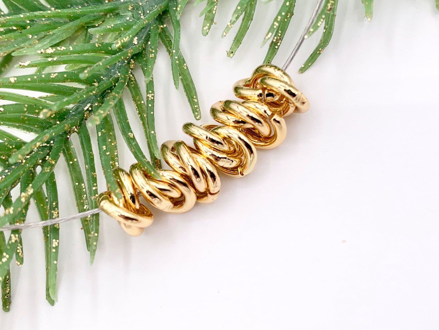 Cute Love Knot Spacer Beads in Real 18K Gold Plated Over Brass | Small Space Gold Ring Beads For Jewelry Making/Designs 30 PCS
