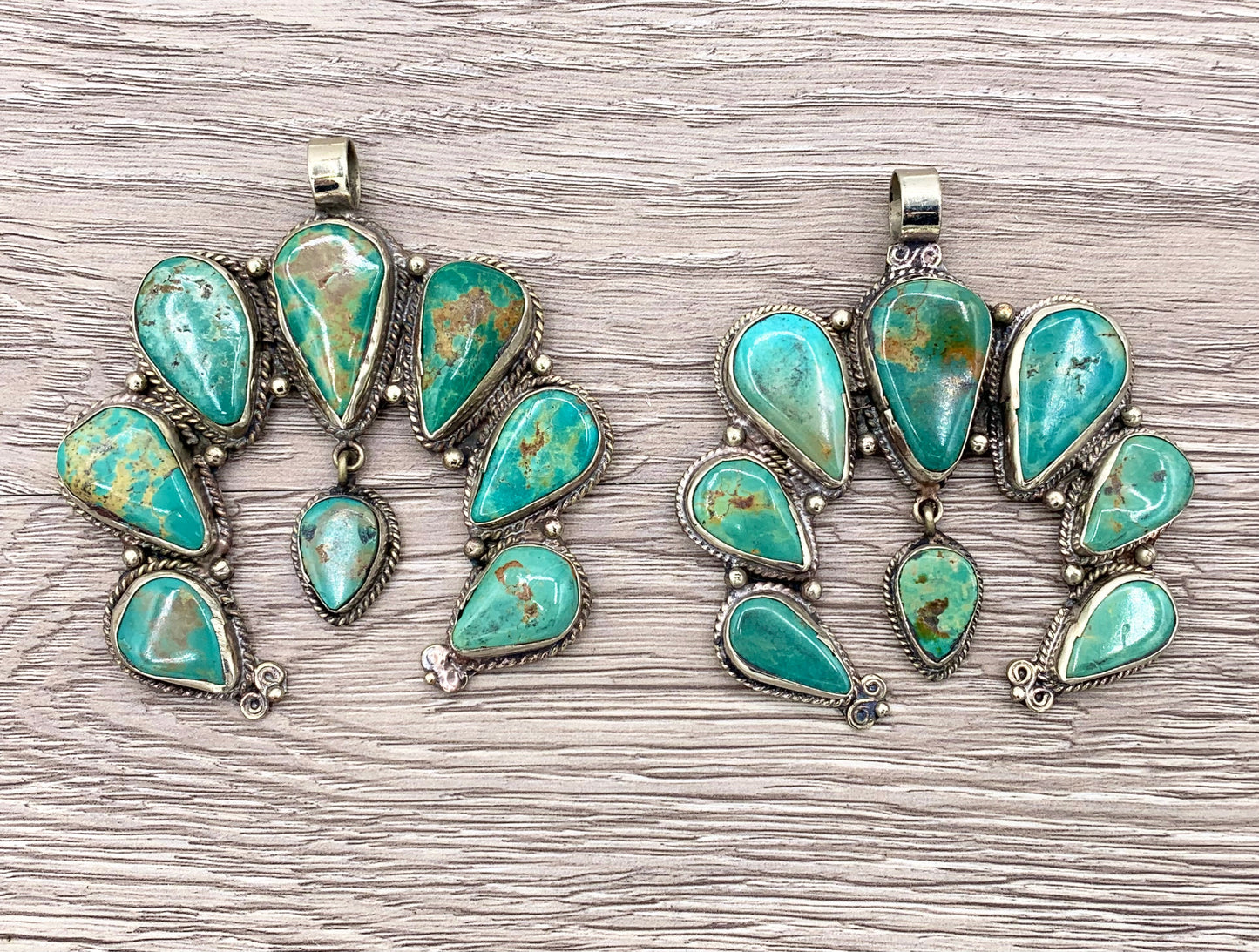 Tibetan Silver Natural Turquoise Crescent Horn Shape Handmade Pendant