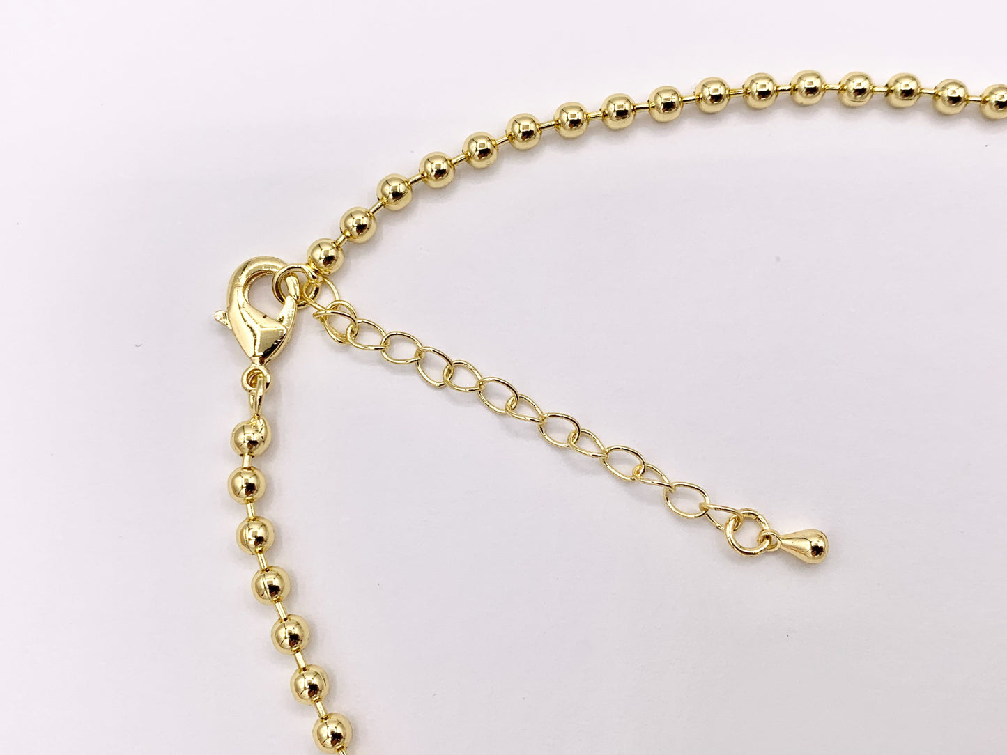 Delicate 18K Gold Plated Copper Tiny Round 3mm Gold Beads Beaded Finished Necklace 17.5" + 2" Extension Link  5 PCS