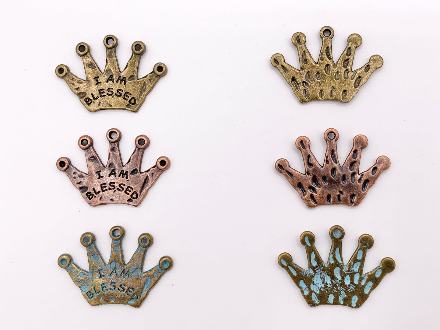 31x21mm Pewter Crown Pendants Cute Large Tiara Charms Bulk Order in Gold, Silver, Brass, Copper and Patina