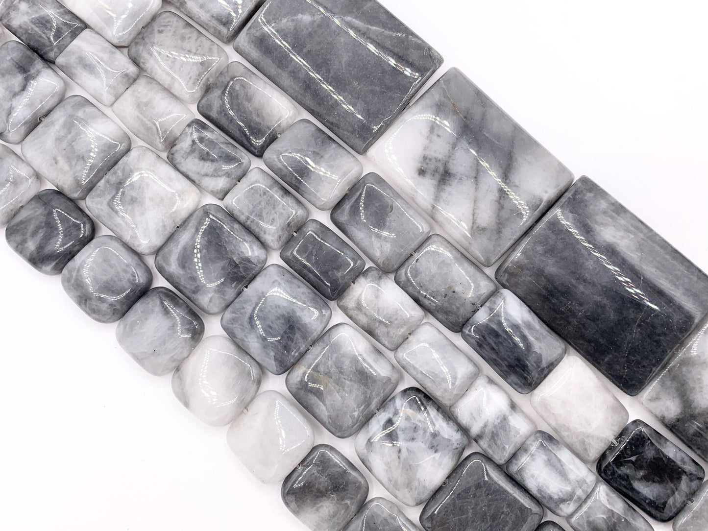 Eagle's Eye Square & Rectangle Smooth Natural Gray Stone Beads 15"- 16" Price 1 Strand