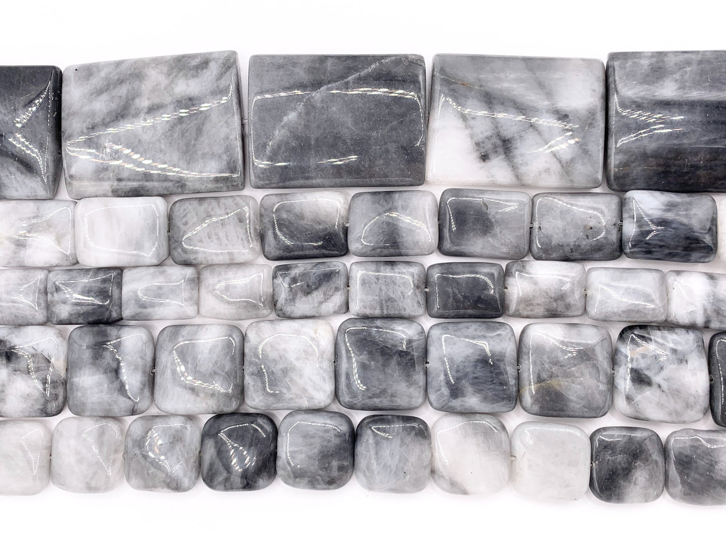 Eagle's Eye Square & Rectangle Smooth Natural Gray Stone Beads 15"- 16" Price 1 Strand