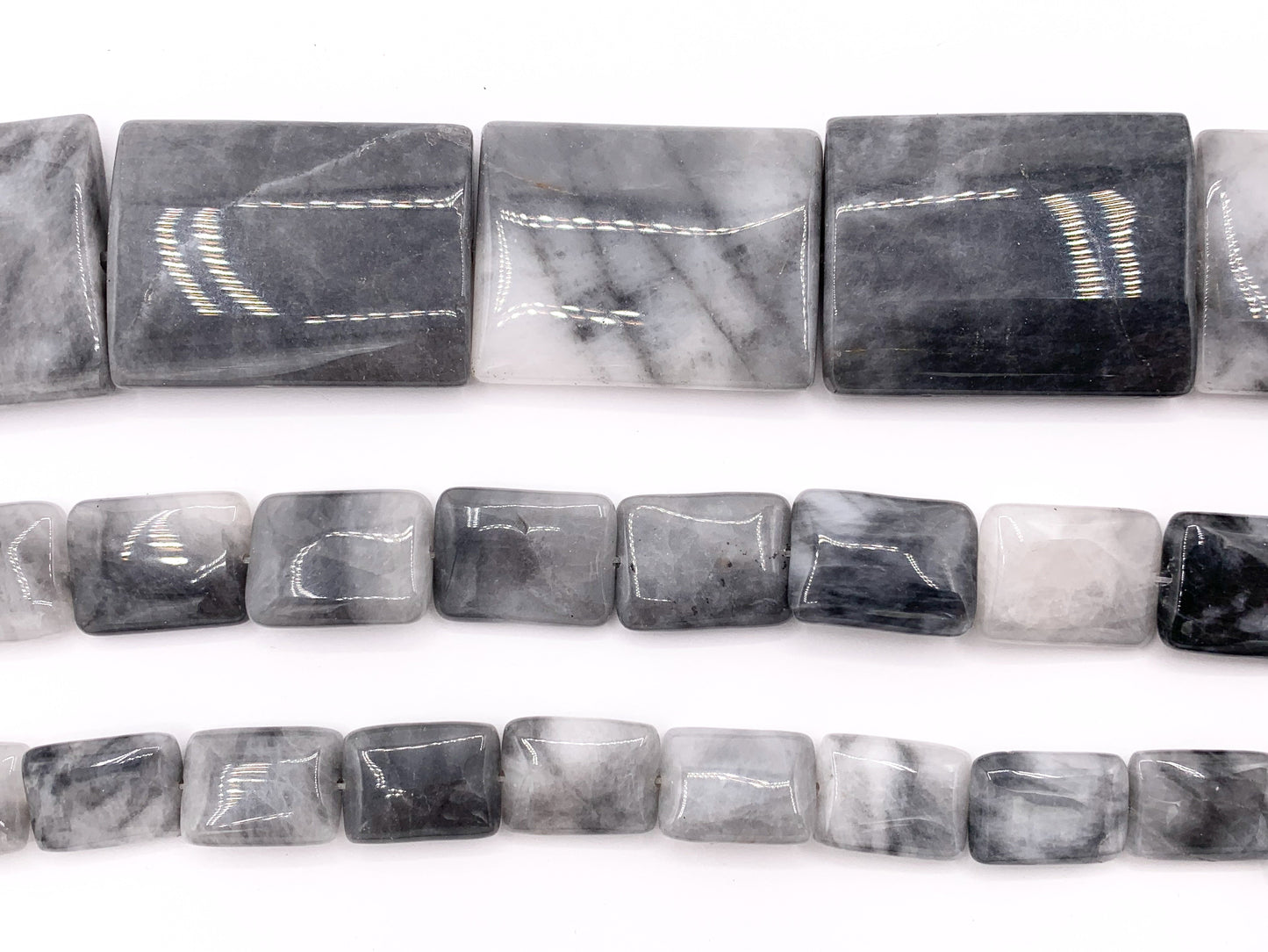 Eagle's Eye Square & Rectangle Smooth Natural Gray Stone Beads 15"- 16" Price 1 Strand