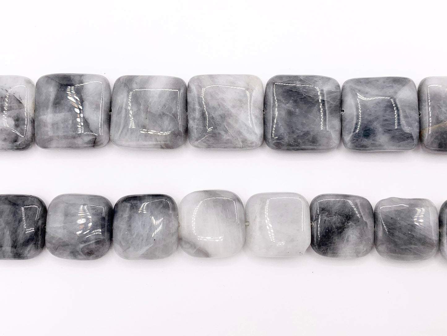 Eagle's Eye Square & Rectangle Smooth Natural Gray Stone Beads 15"- 16" Price 1 Strand