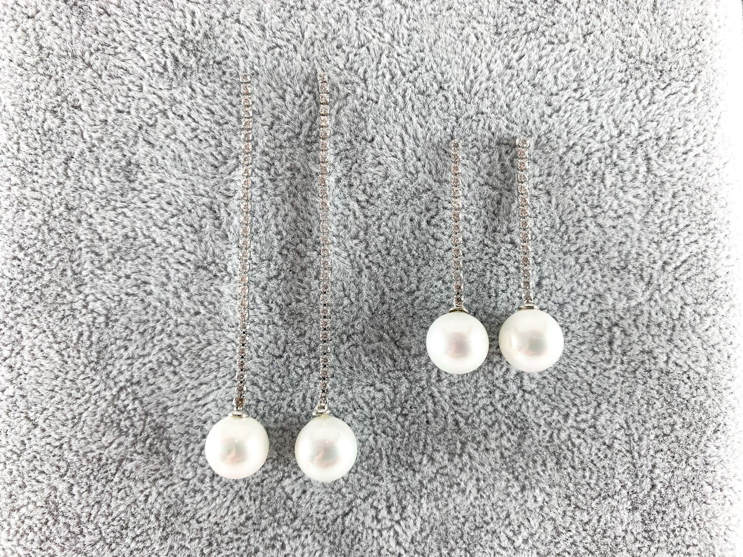 Real Gold 18K Plated Rhinestone Pearl Drop Earrings 1 pair