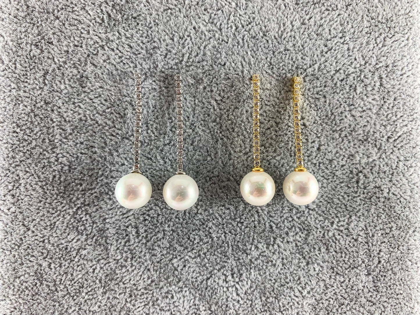 Real Gold 18K Plated Rhinestone Pearl Drop Earrings 1 pair