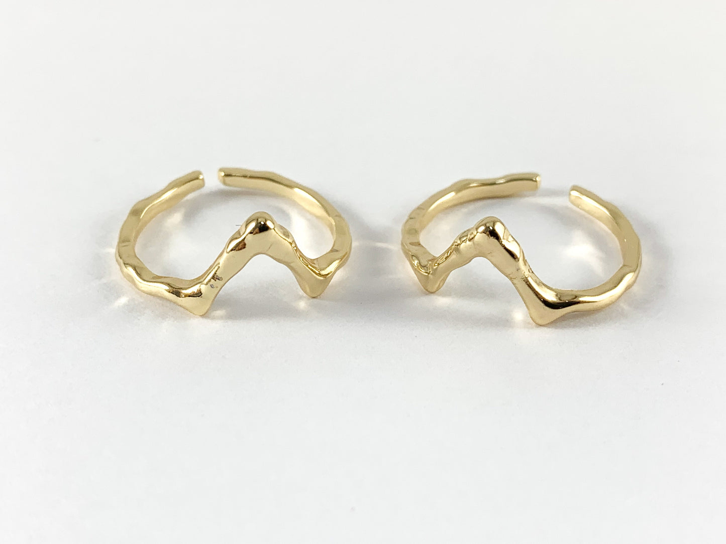 18K Gold Plated Copper Plain V Shape Pointy Dainty Adjustable Ring 6PCS