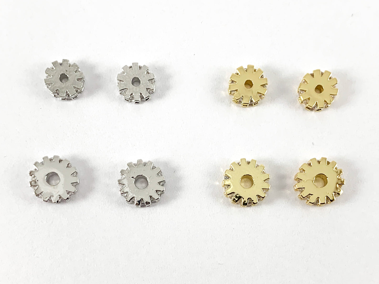 18K Gold/Platinum Plated CZ Pave Rhinestone Spacers Over Brass 10PCS