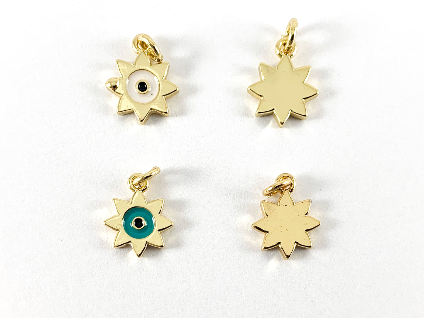 Real 18K Gold Plated Enamel Evil Eye Star Charms 10PCS