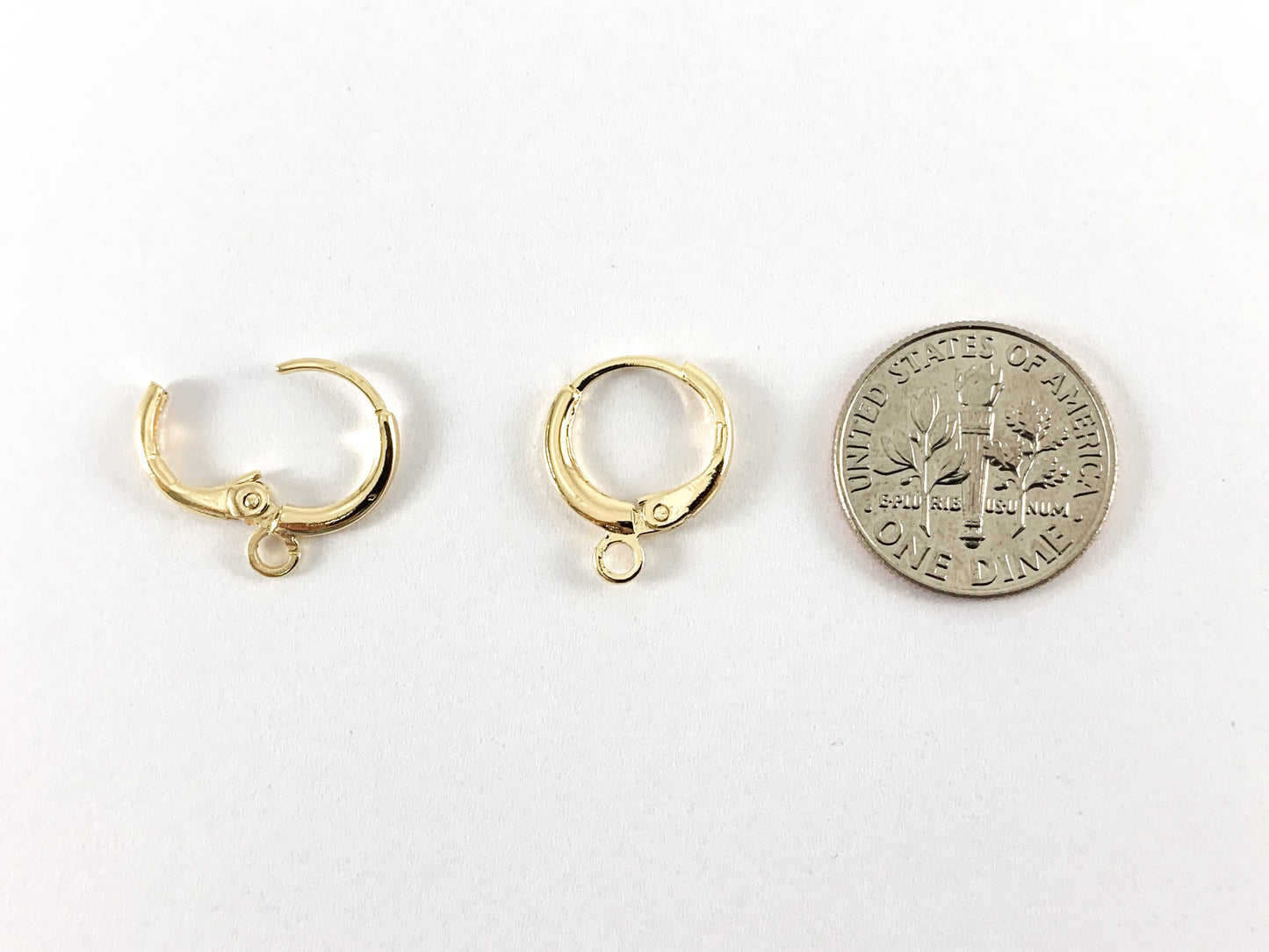 Real Gold 18K Plated Circle Smooth Earring Huggies Component 6 Pairs