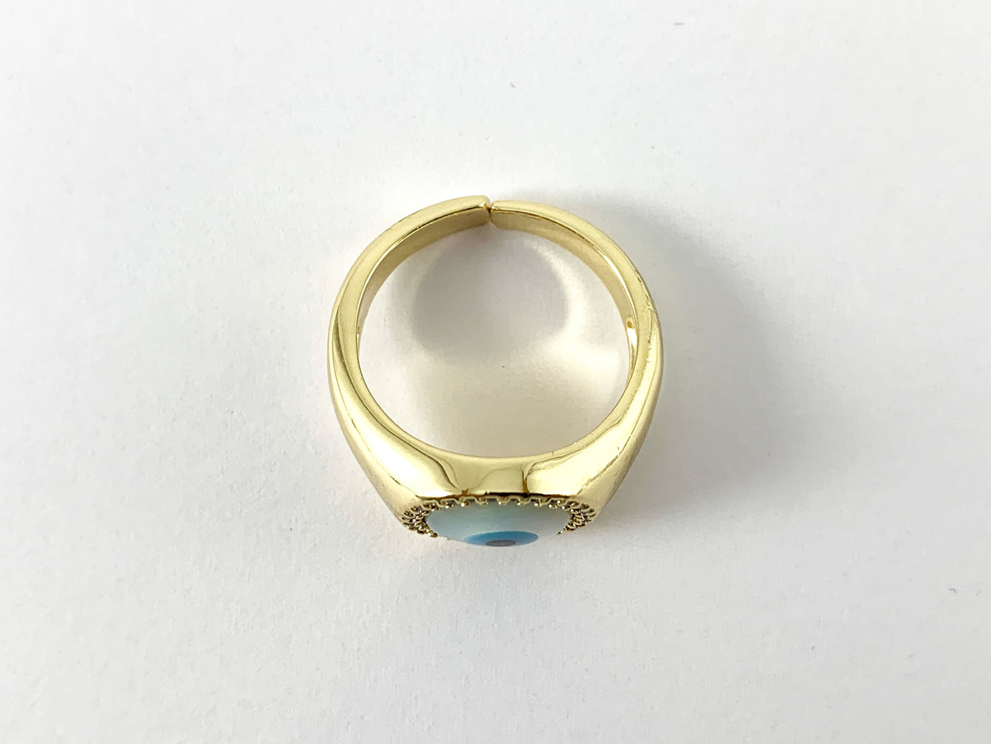 Real Gold 18K Plated CZ Pave Evil Eye Ring 4PCS