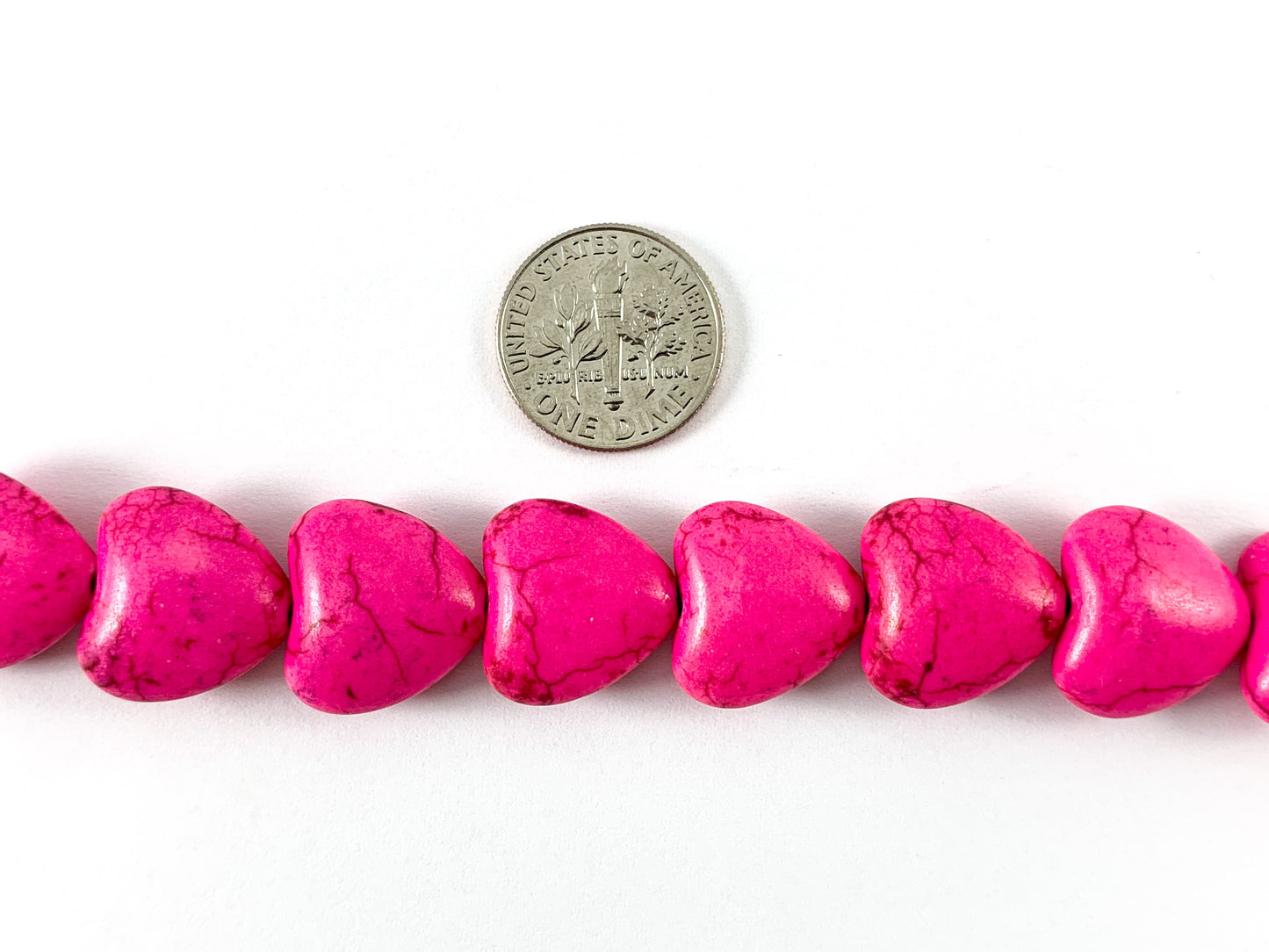 Valentine's Day Heart Shape Howlite Beads 15"