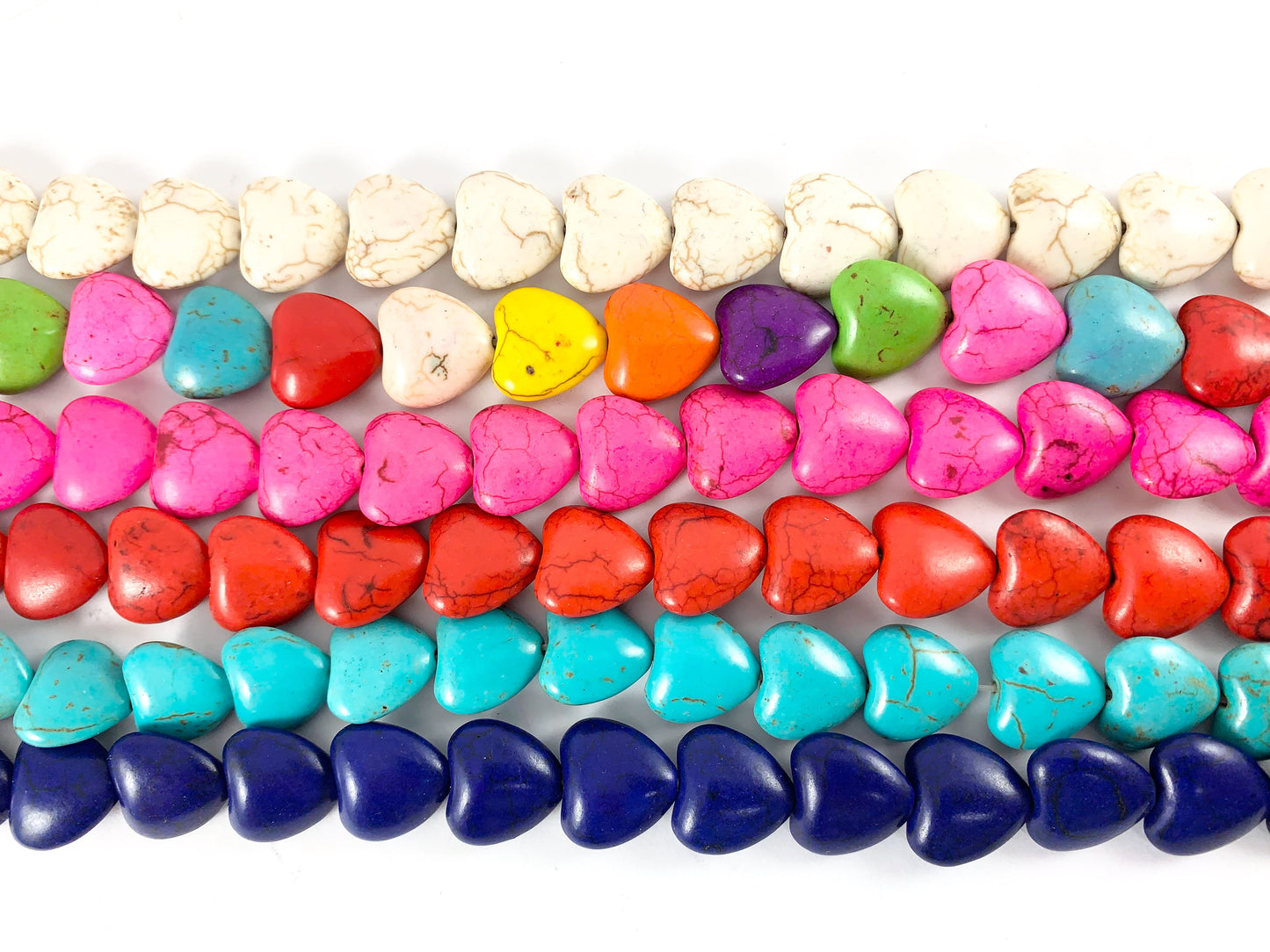Valentine's Day Heart Shape Howlite Beads 15"