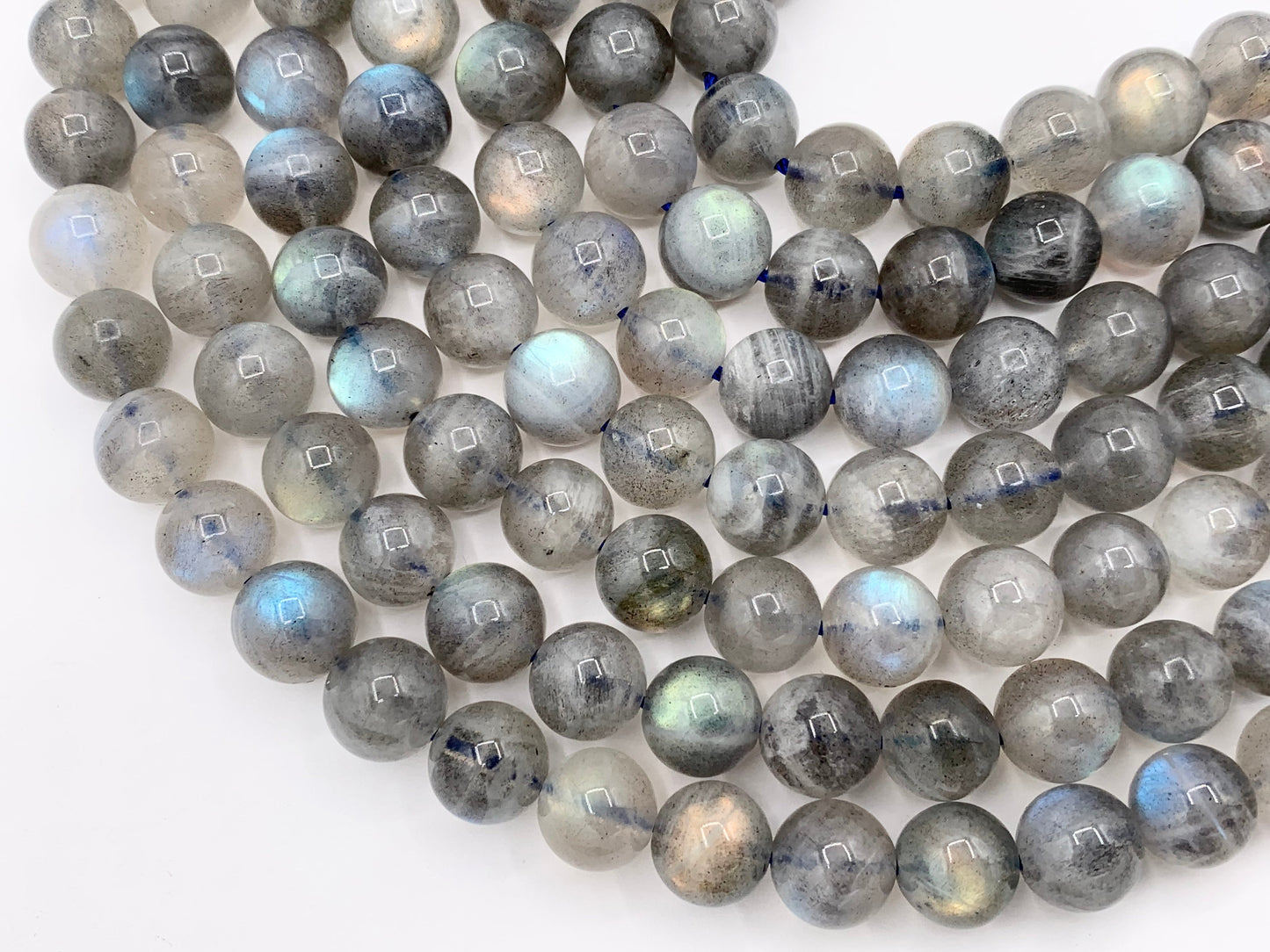 Grade AAA Labradorite Beautiful Blue Flash Round Smooth Natural Light Gray Gemstone Beads 4mm, 5mm, 6mm, 7mm, 8mm, 9mm, 11mm Around 14"-15"