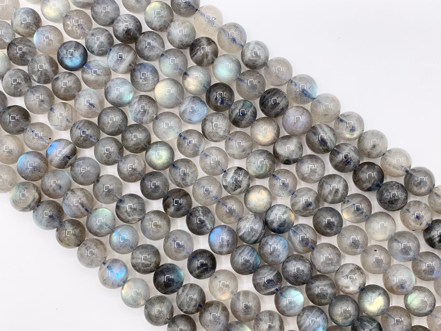 Grade AAA Labradorite Beautiful Blue Flash Round Smooth Natural Light Gray Gemstone Beads 4mm, 5mm, 6mm, 7mm, 8mm, 9mm, 11mm Around 14"-15"
