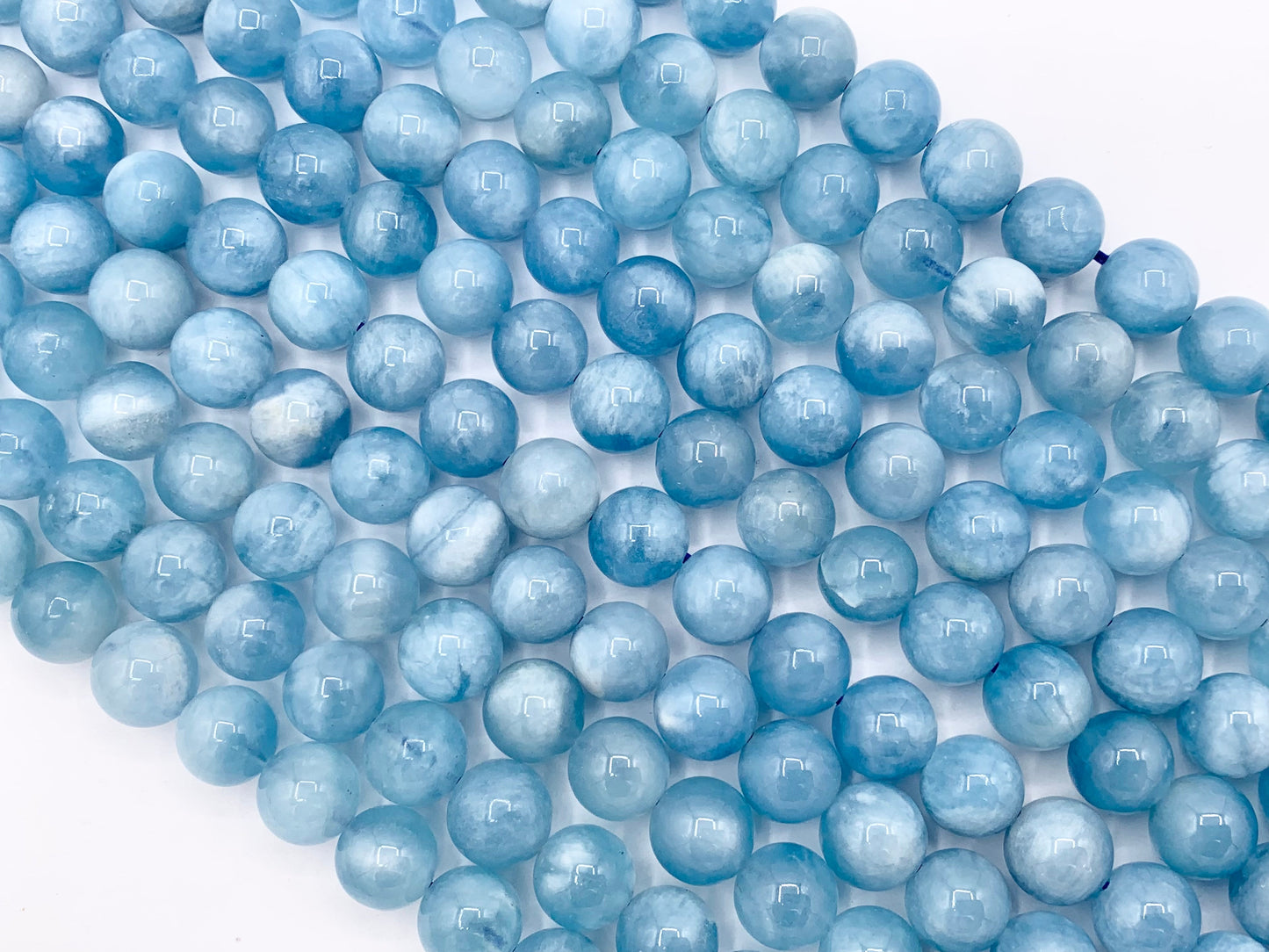 Grade AAA Natural Aquamarine Stone Beads Beautiful Blue Round Smooth Gemstone Beads 6mm 8mm 10mm Around 14-15"
