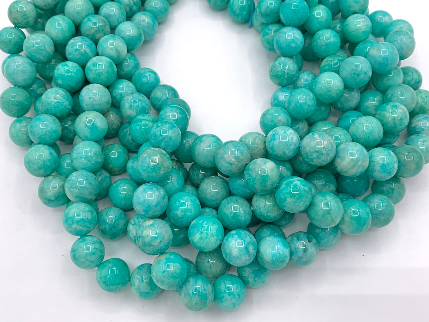High Quality Peruvian Amazonite Round Smooth Shiny Natural Green Gemstone Beads 4mm 5mm 6mm 8mm 10mm 12mm Around 14-15"