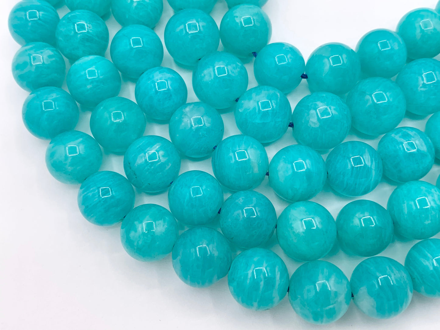 Top Quality Peruvian Amazonite Round Smooth Shiny Natural Teal Color Gemstone Beads 10mm 12mm Around 14-15"