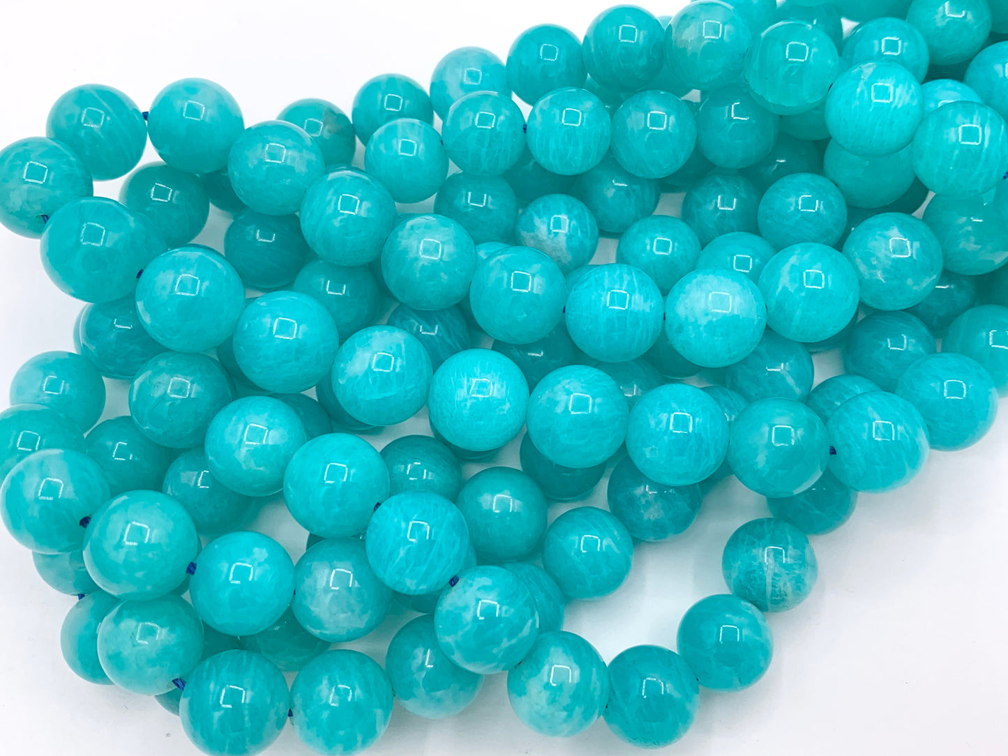 Top Quality Peruvian Amazonite Round Smooth Shiny Natural Teal Color Gemstone Beads 10mm 12mm Around 14-15"