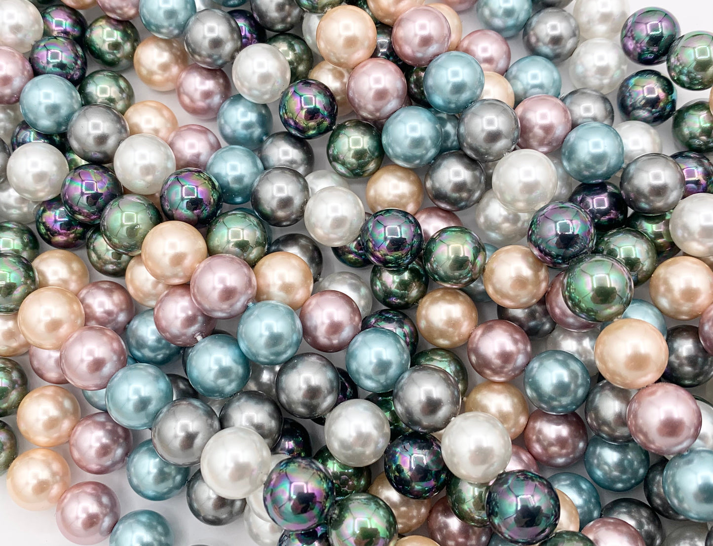 Multicolor Crystal Pearl Smooth Round Beads 6mm 8mm 10mm Around 15-16" (1 Strand)