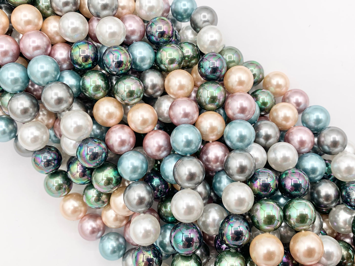 Multicolor Crystal Pearl Smooth Round Beads 6mm 8mm 10mm Around 15-16" (1 Strand)