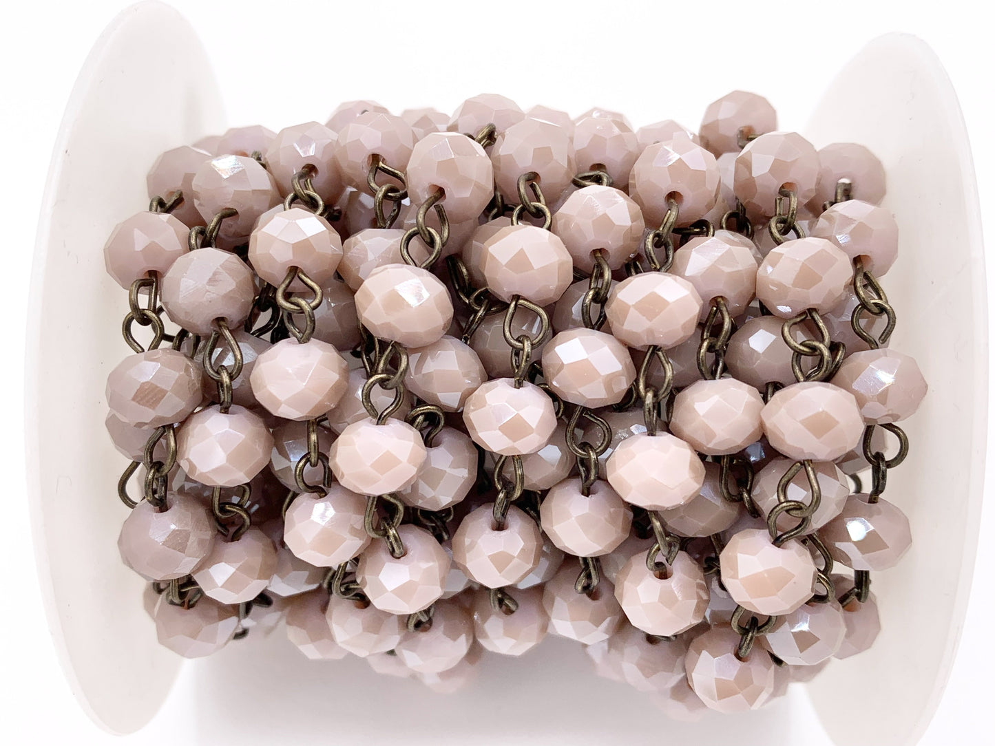 Dusty Mauve Crystal Rondelle Faceted Light Purple Rosary Beaded Chain With Brass Wire By Spool 4mm 6mm 8mm